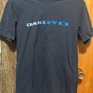 Oakley Men's Black Tee with Blue Logo